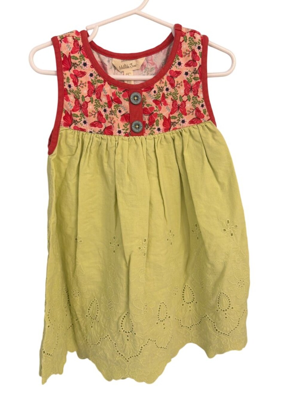 Matilda Jane Girls Sleeveless Dress Butterfly Print Bodice Size 6
